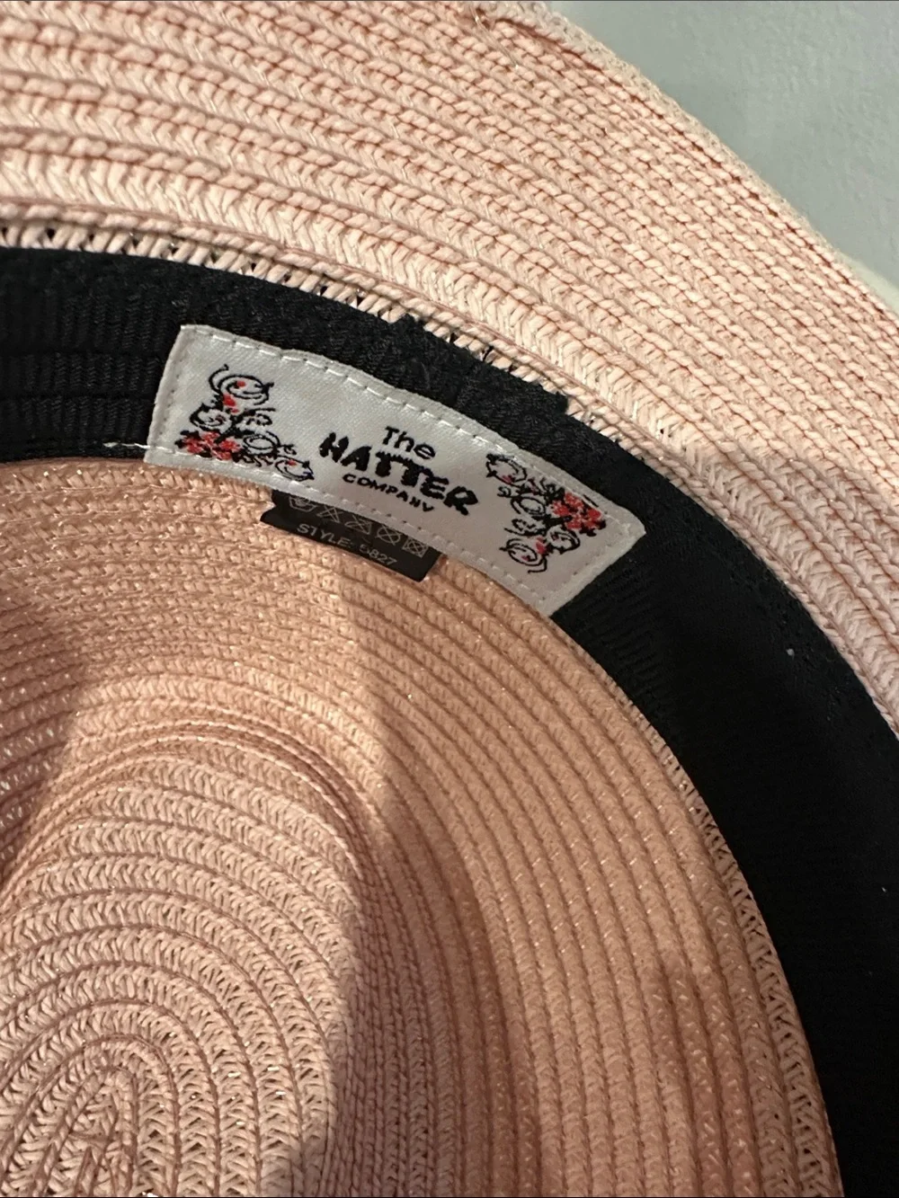 Woven Straw Panama Hat with Black Band - Blush Pink